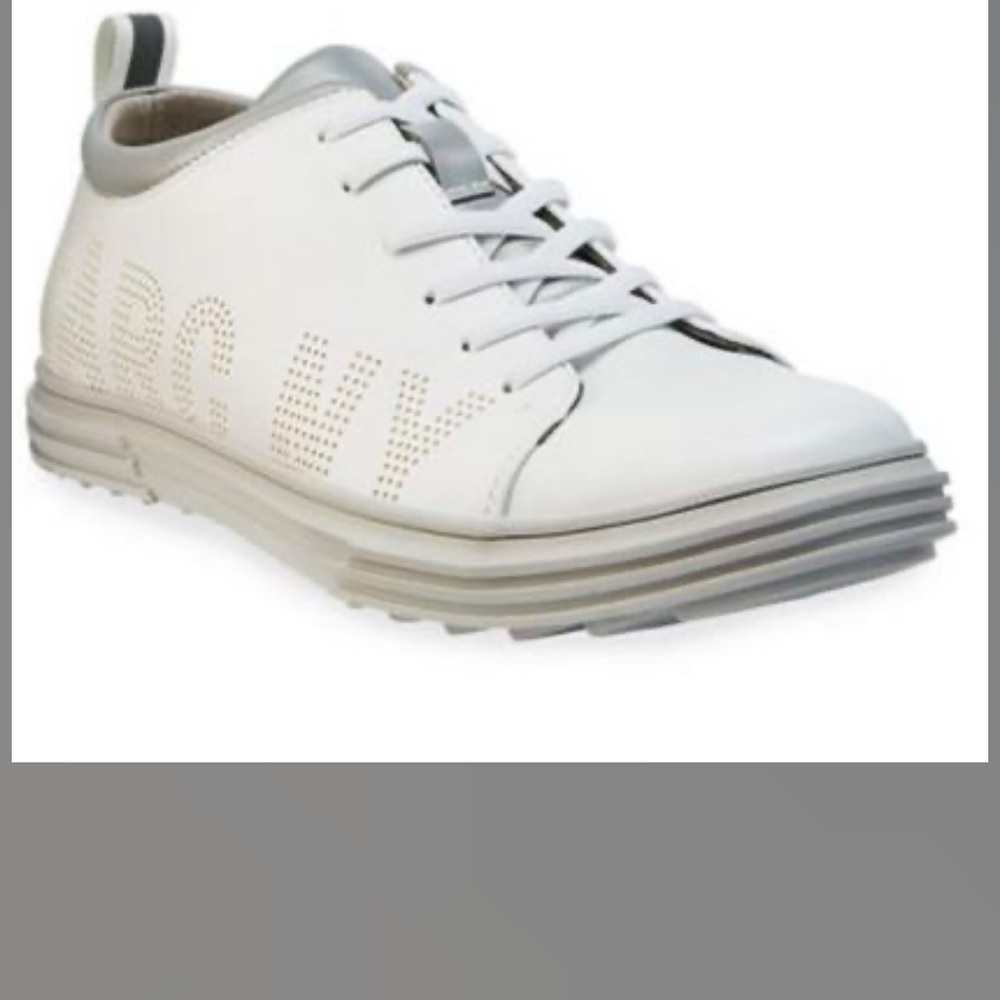 ANDREW MARC NEW YORK PAIR OF MEN'S MNY PERFORATED SNEAKERS, WHITE SIZE 12